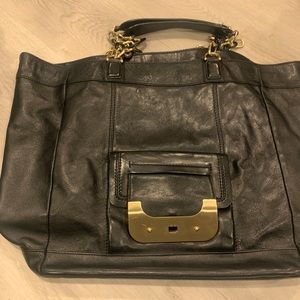 DVF black tote leather bag
